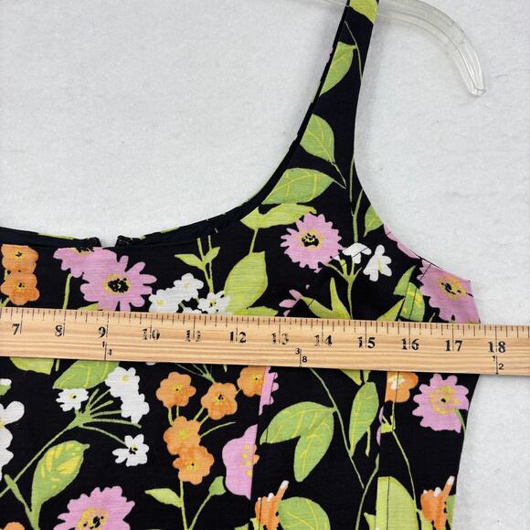 Sigrid Olsen Dress Womens Size 4 Black Floral Linen Blend Fully Lined Sleeveless - Picture 8 of 12